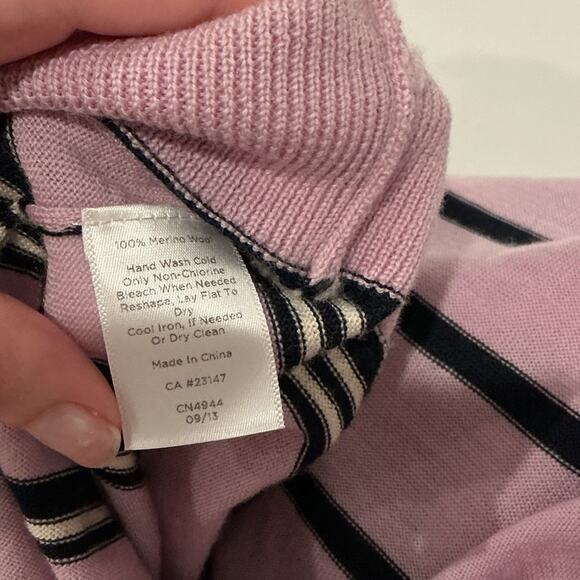 Talbots Woman’s Petites Lavender 100% Merino Wool Stripes Sweater Size 3XP - Picture 9 of 10